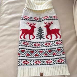 Duke & Daisy - Red and White Reindeer Knit Dog Sweater
